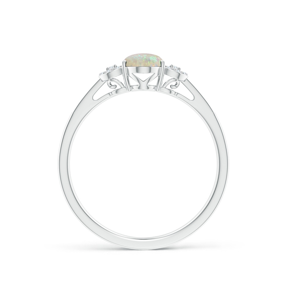 7x5mm AAA Solitaire Oval Opal Cathedral Ring with Diamond Accents in P950 Platinum side 199