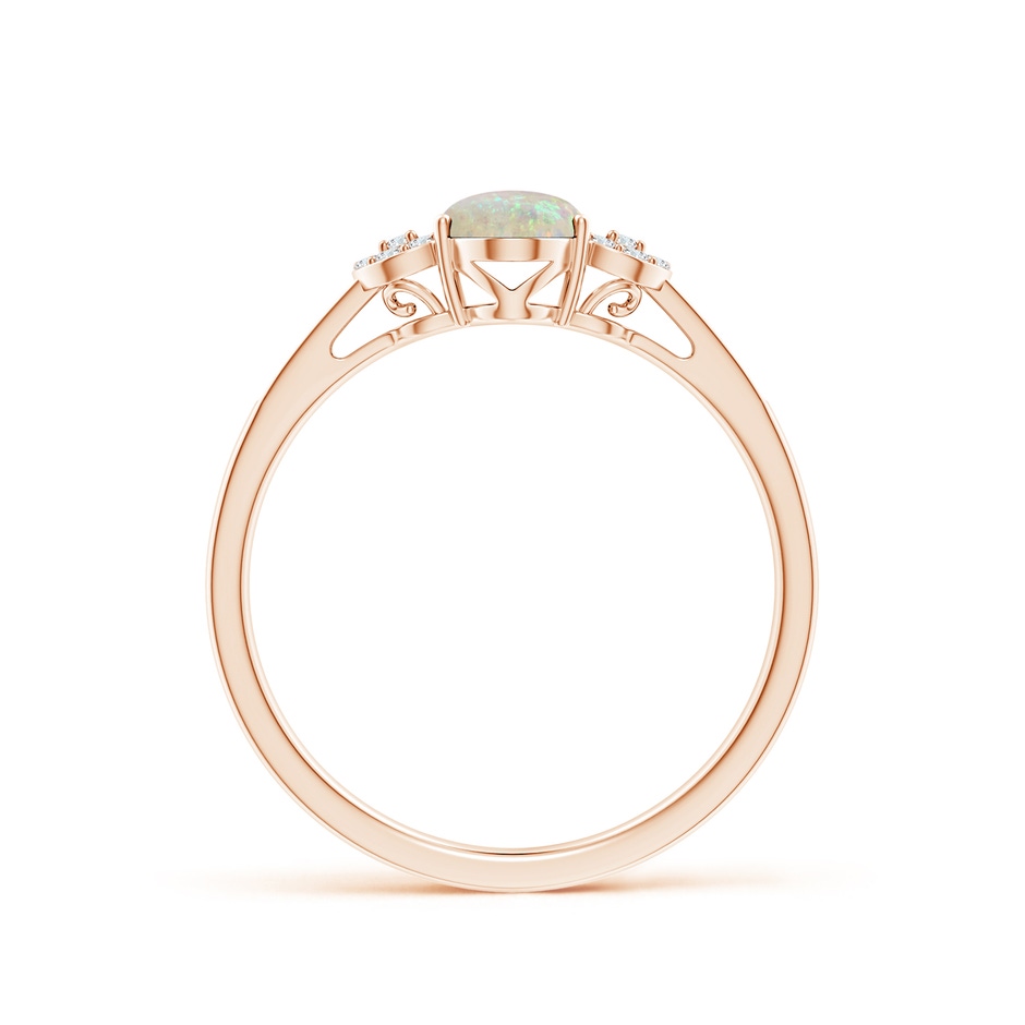 7x5mm AAA Solitaire Oval Opal Cathedral Ring with Diamond Accents in Rose Gold side 199