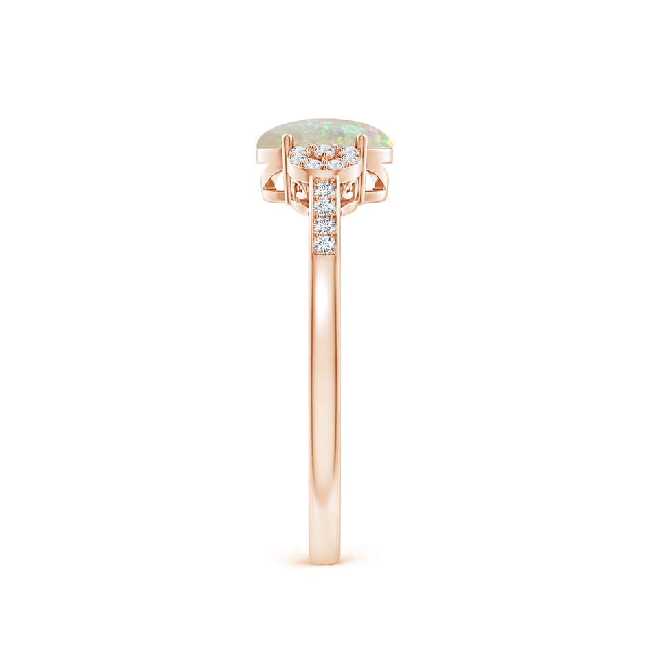 7x5mm AAA Solitaire Oval Opal Cathedral Ring with Diamond Accents in Rose Gold side 299