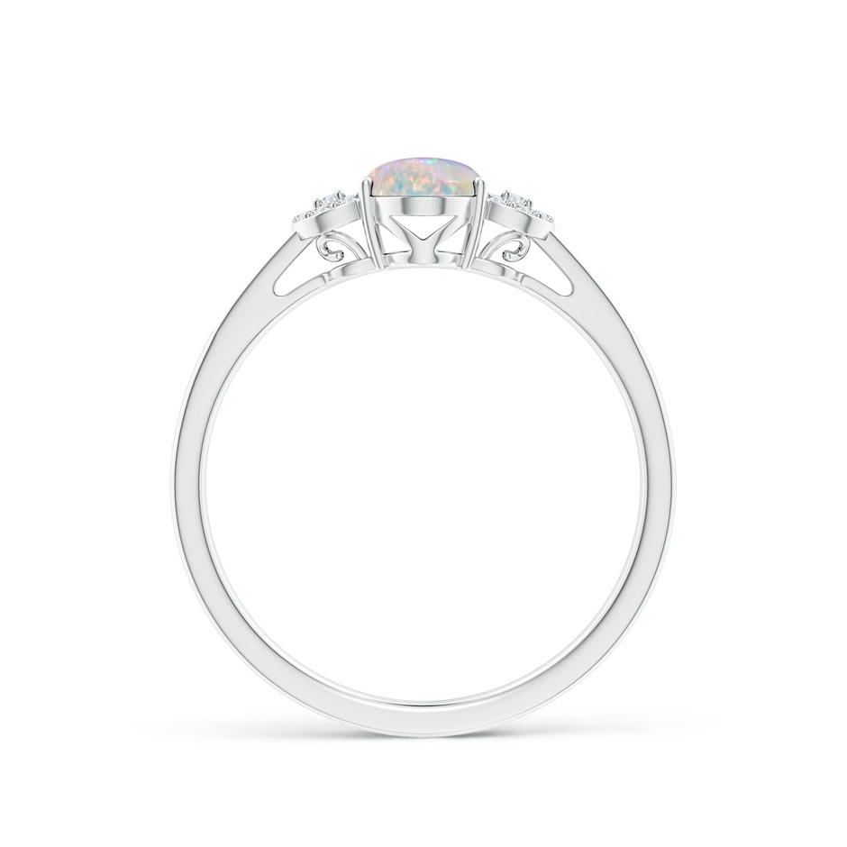 7x5mm AAAA Solitaire Oval Opal Cathedral Ring with Diamond Accents in White Gold side 199