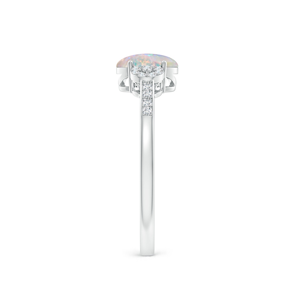 7x5mm AAAA Solitaire Oval Opal Cathedral Ring with Diamond Accents in White Gold side 299