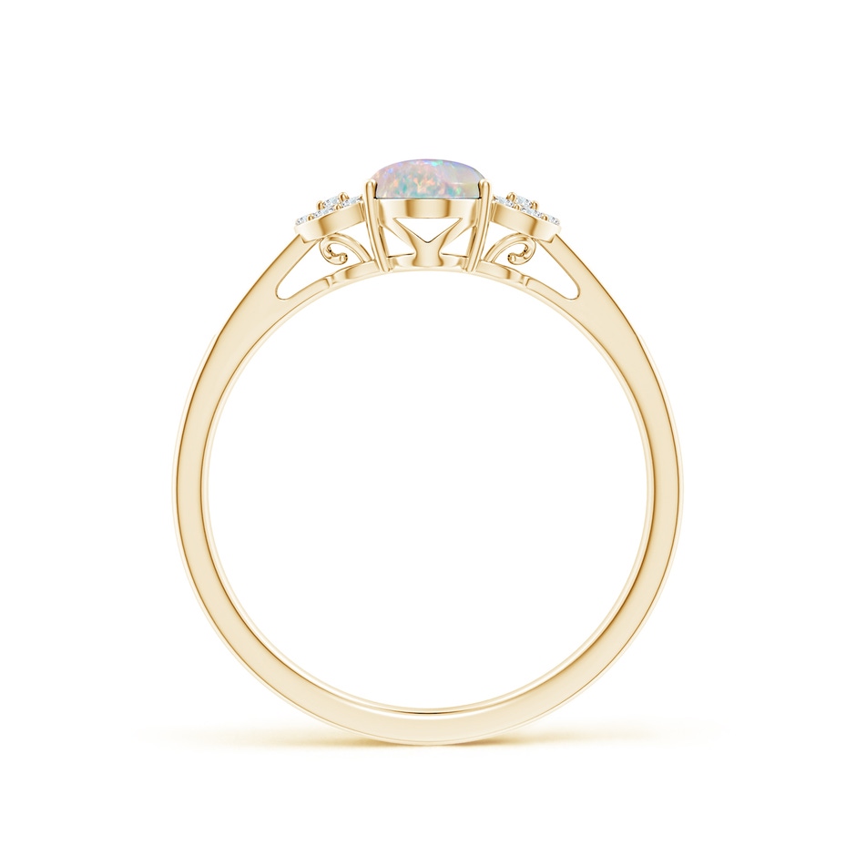 7x5mm AAAA Solitaire Oval Opal Cathedral Ring with Diamond Accents in Yellow Gold side 199