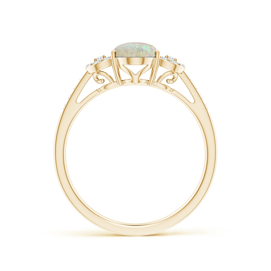 8x6mm AAA Solitaire Oval Opal Cathedral Ring with Diamond Accents in Yellow Gold side 199