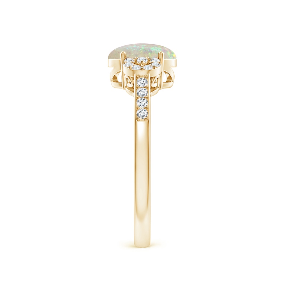 8x6mm AAA Solitaire Oval Opal Cathedral Ring with Diamond Accents in Yellow Gold side 299