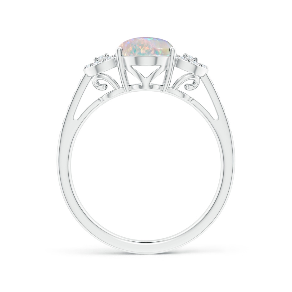 9x7mm AAAA Solitaire Oval Opal Cathedral Ring with Diamond Accents in P950 Platinum side 199