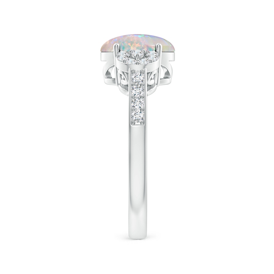 9x7mm AAAA Solitaire Oval Opal Cathedral Ring with Diamond Accents in P950 Platinum side 299