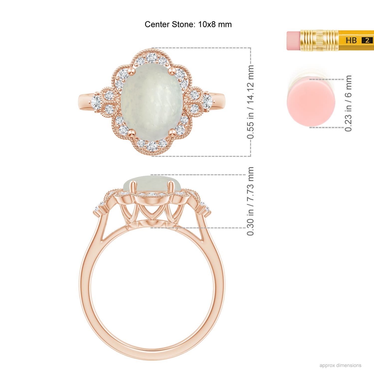 A - Moonstone / 2.73 CT / 14 KT Rose Gold