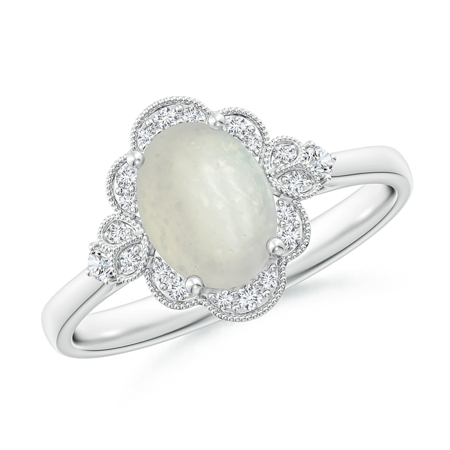 A - Moonstone / 1.24 CT / 14 KT White Gold