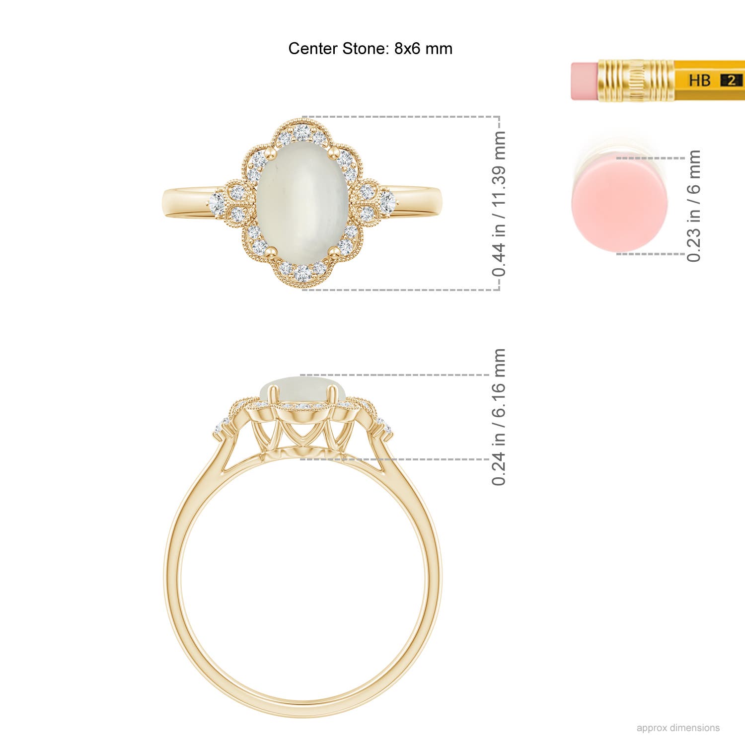 AAA - Moonstone / 1.24 CT / 14 KT Yellow Gold