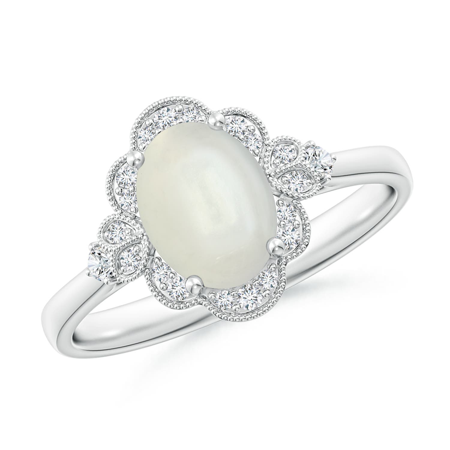 AAAA - Moonstone / 1.24 CT / 14 KT White Gold