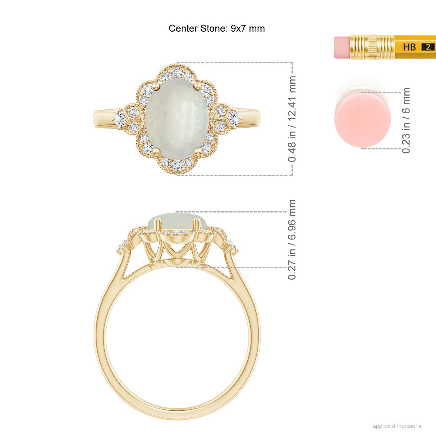 A - Moonstone / 1.86 CT / 14 KT Yellow Gold