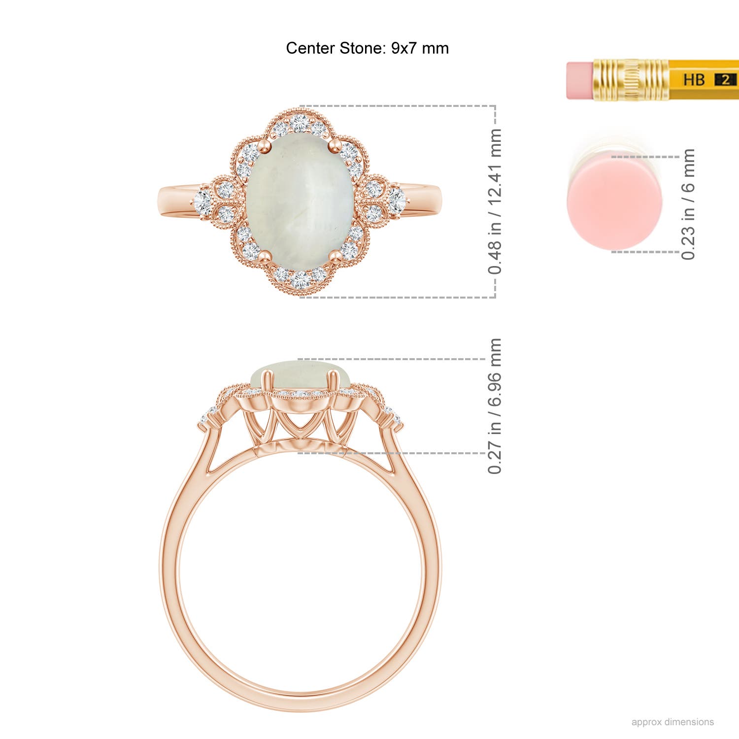 AA - Moonstone / 1.86 CT / 14 KT Rose Gold