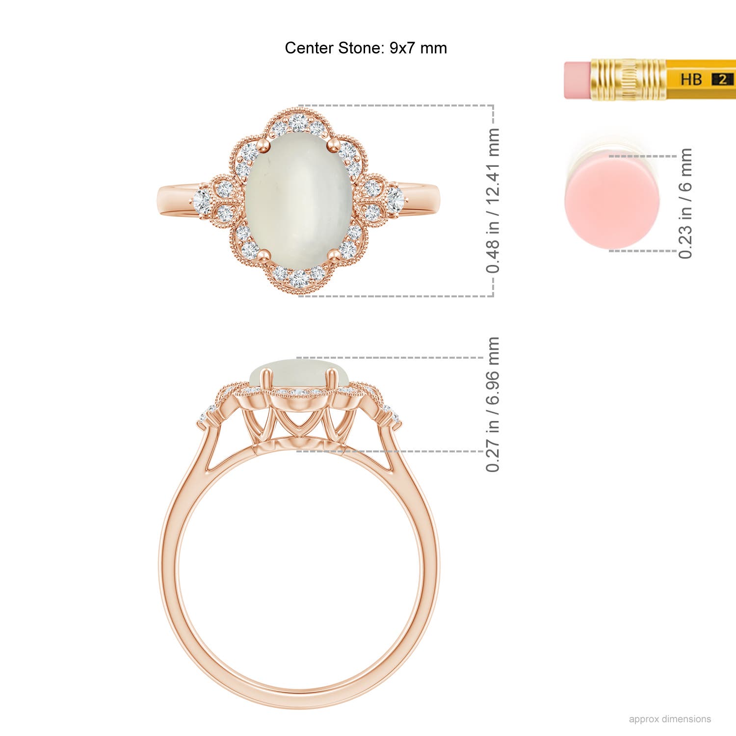 AAA - Moonstone / 1.86 CT / 14 KT Rose Gold