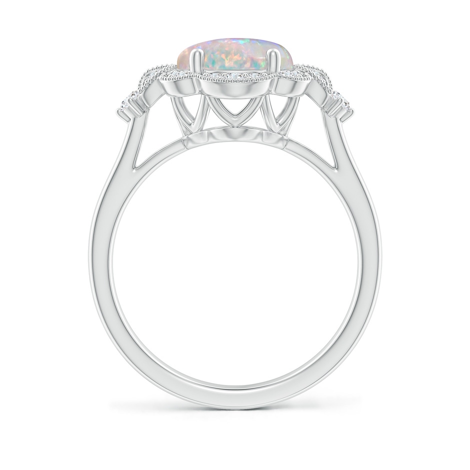 10x8mm AAAA Victorian Style Oval Opal and Diamond Halo Engagement Ring in P950 Platinum side-1