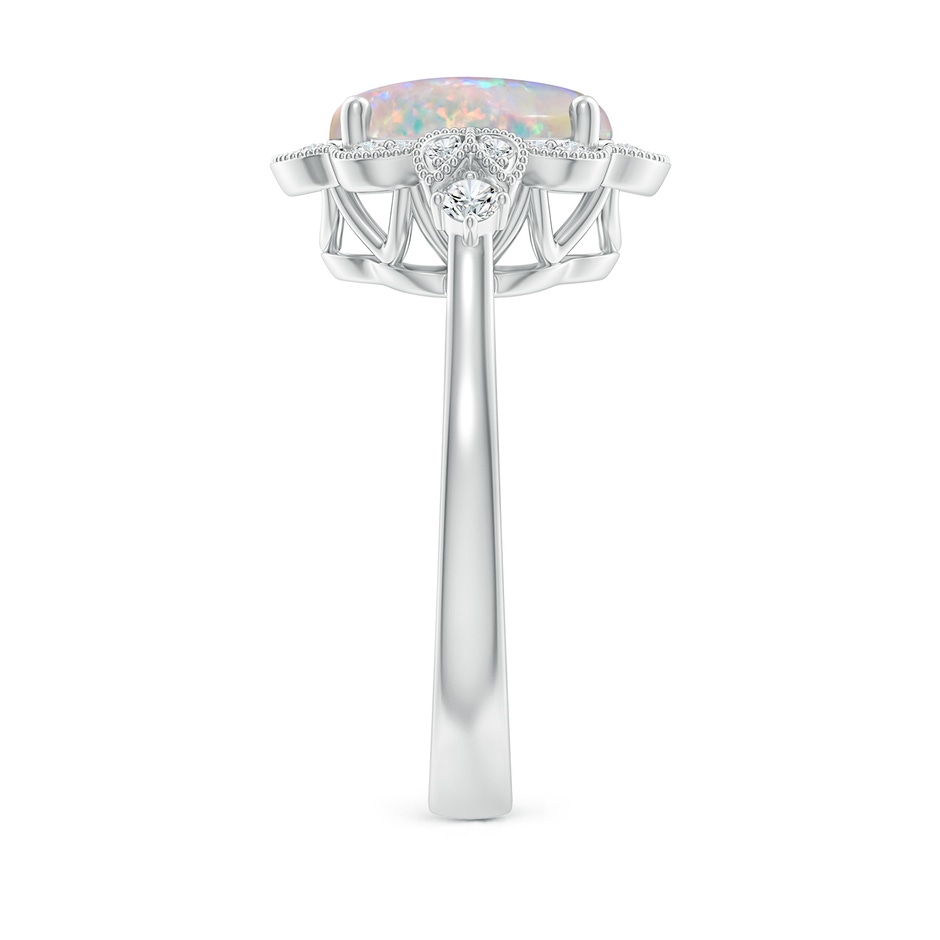 10x8mm AAAA Victorian Style Oval Opal and Diamond Halo Engagement Ring in P950 Platinum side-2