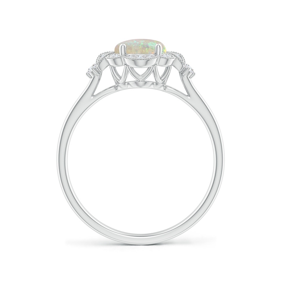8x6mm AAA Victorian Style Oval Opal and Diamond Halo Engagement Ring in S999 Silver side-1