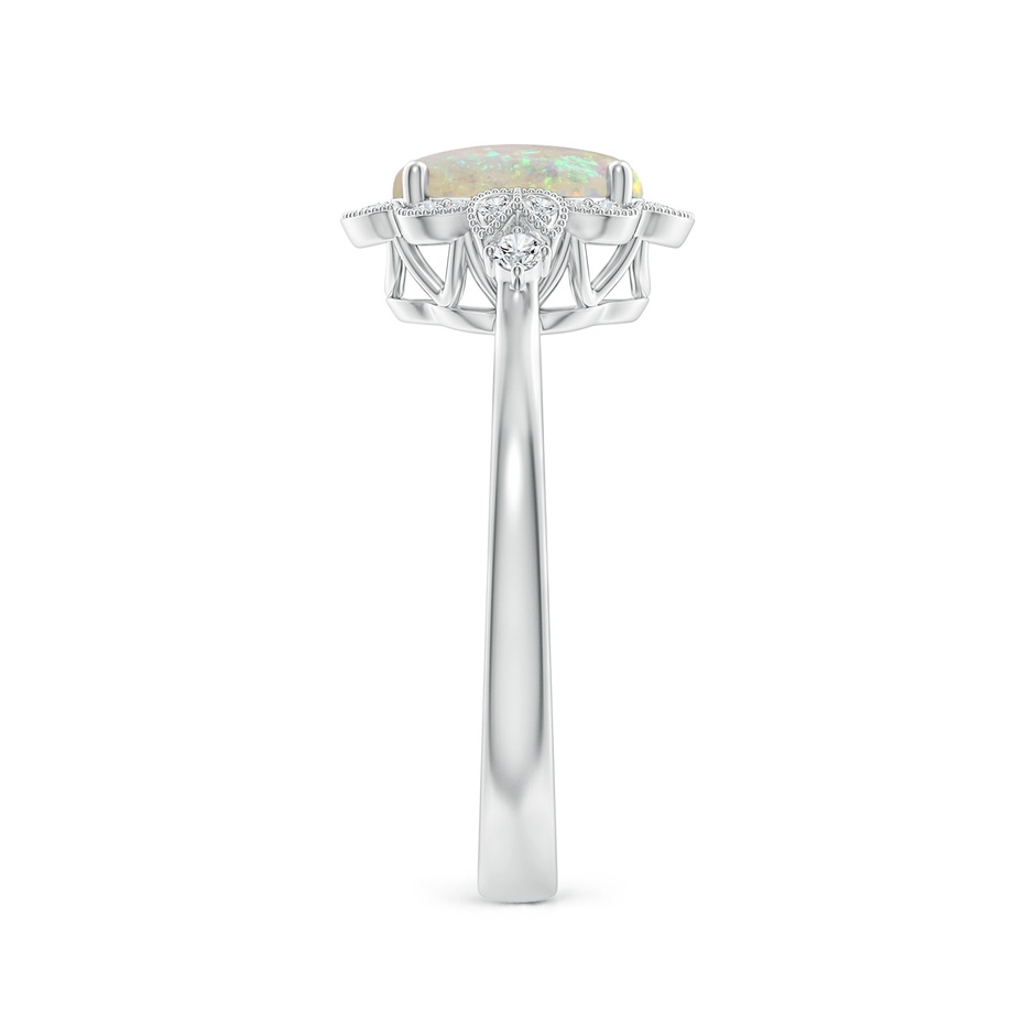 8x6mm AAA Victorian Style Oval Opal and Diamond Halo Engagement Ring in S999 Silver side-2