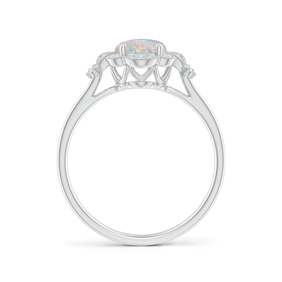 8x6mm AAAA Victorian Style Oval Opal and Diamond Halo Engagement Ring in P950 Platinum side-1