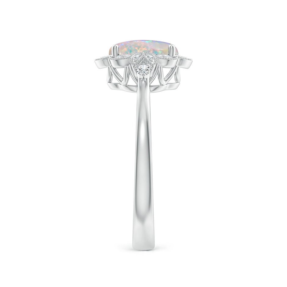 8x6mm AAAA Victorian Style Oval Opal and Diamond Halo Engagement Ring in P950 Platinum side-2