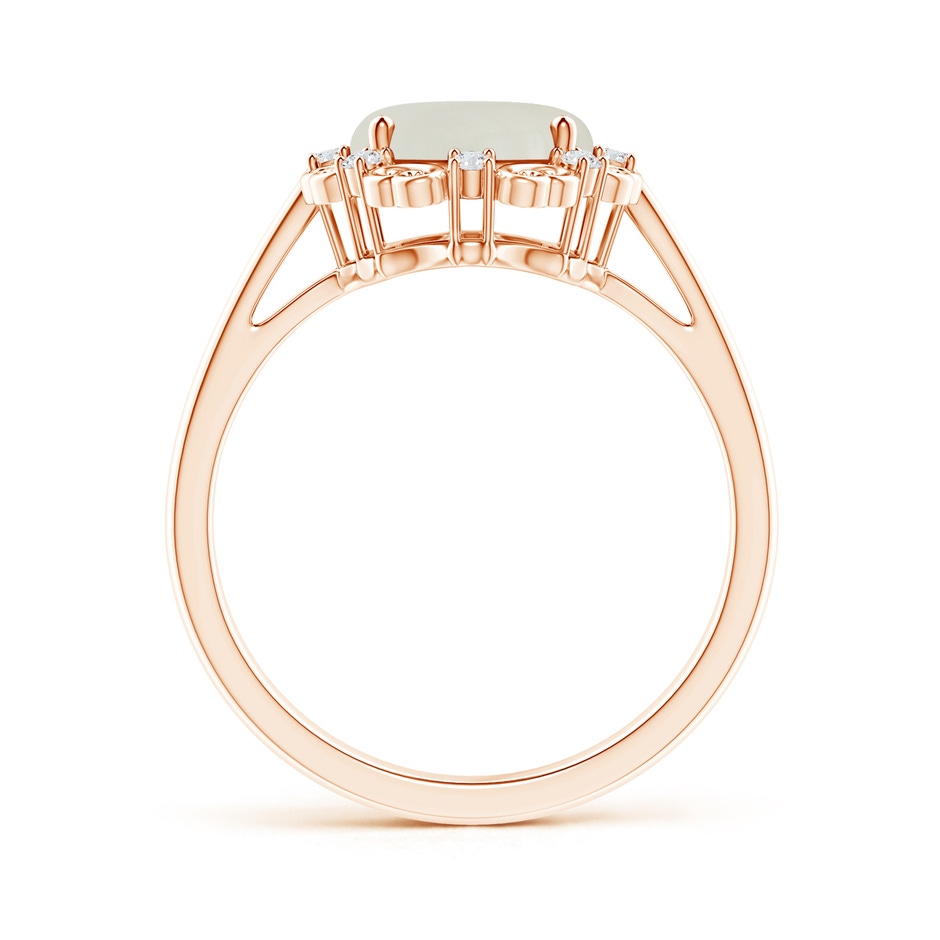 10x8mm AAAA Vintage Style Oval Moonstone and Diamond Scroll Ring in Rose Gold side-1