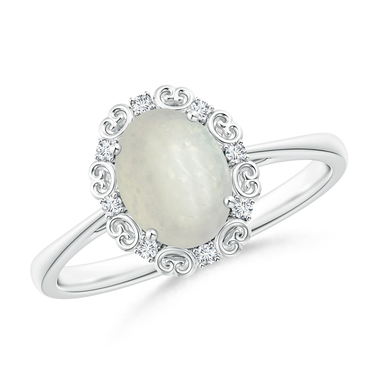 A - Moonstone / 1.16 CT / 14 KT White Gold