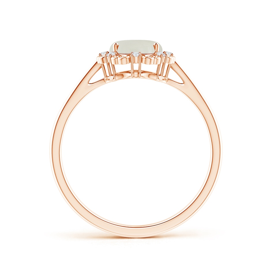8x6mm AAAA Vintage Style Oval Moonstone and Diamond Scroll Ring in Rose Gold side-1