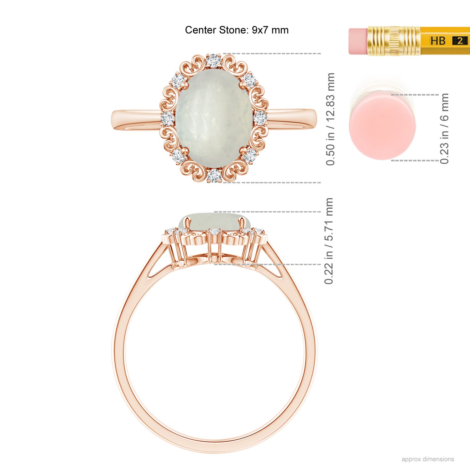 A - Moonstone / 1.78 CT / 14 KT Rose Gold