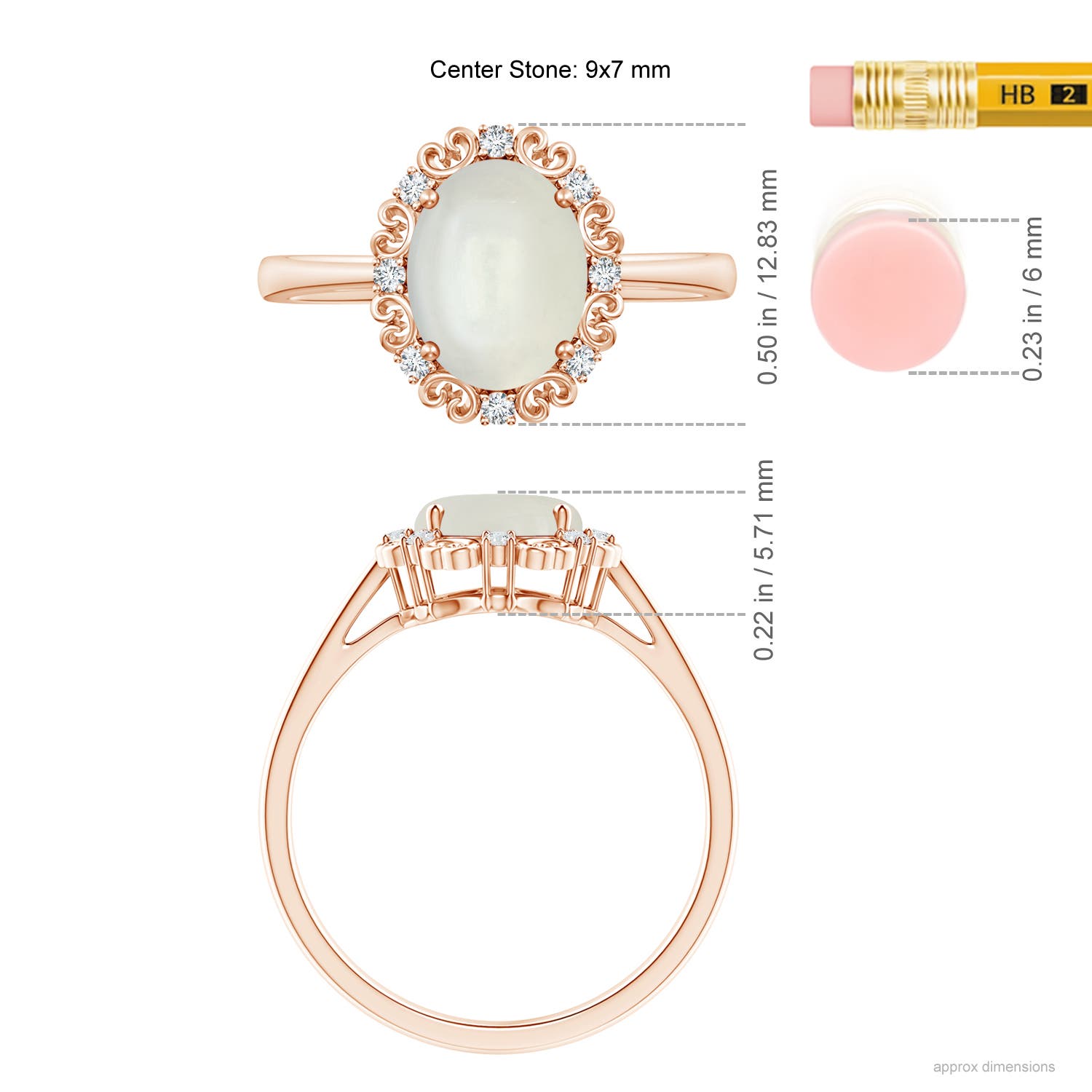 AAAA - Moonstone / 1.78 CT / 14 KT Rose Gold