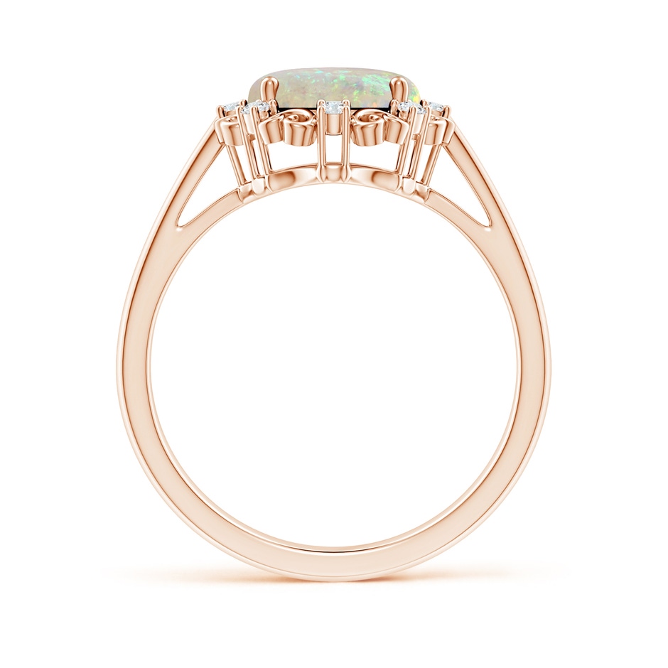 10x8mm AAA Vintage Style Oval Opal and Diamond Scroll Engagement Ring in Rose Gold side1
