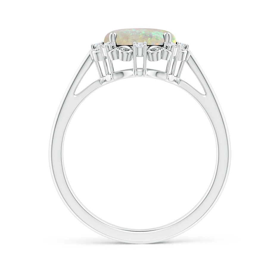 10x8mm AAA Vintage Style Oval Opal and Diamond Scroll Engagement Ring in White Gold side1