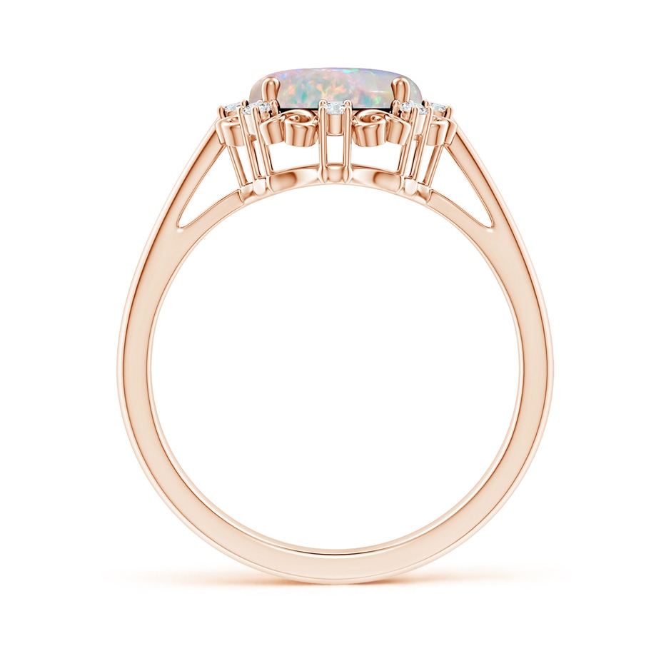10x8mm AAAA Vintage Style Oval Opal and Diamond Scroll Engagement Ring in Rose Gold side1