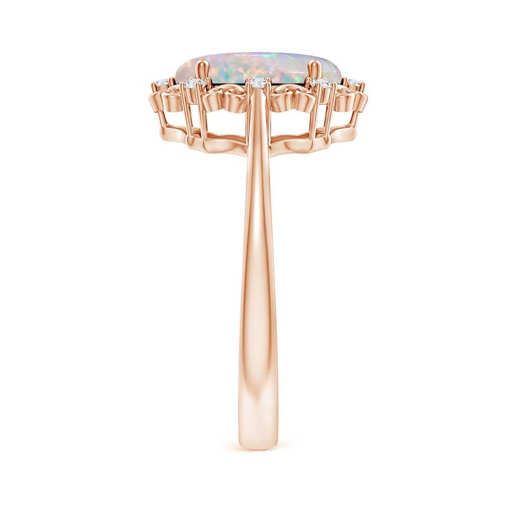 10x8mm AAAA Vintage Style Oval Opal and Diamond Scroll Engagement Ring in Rose Gold - body_hand