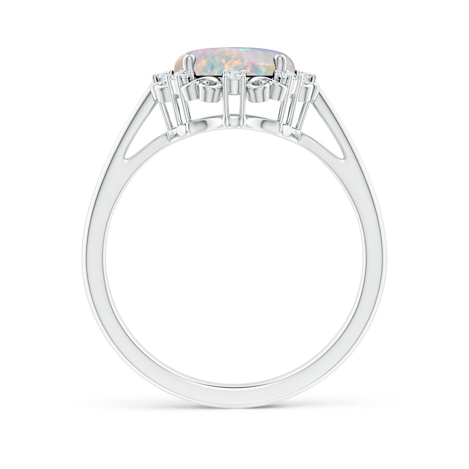 10x8mm AAAA Vintage Style Oval Opal and Diamond Scroll Engagement Ring in S999 Silver side1