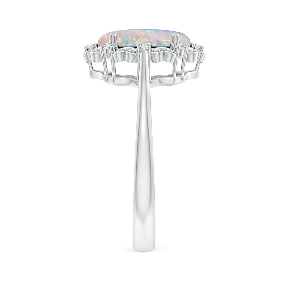 10x8mm AAAA Vintage Style Oval Opal and Diamond Scroll Engagement Ring in S999 Silver body-hand