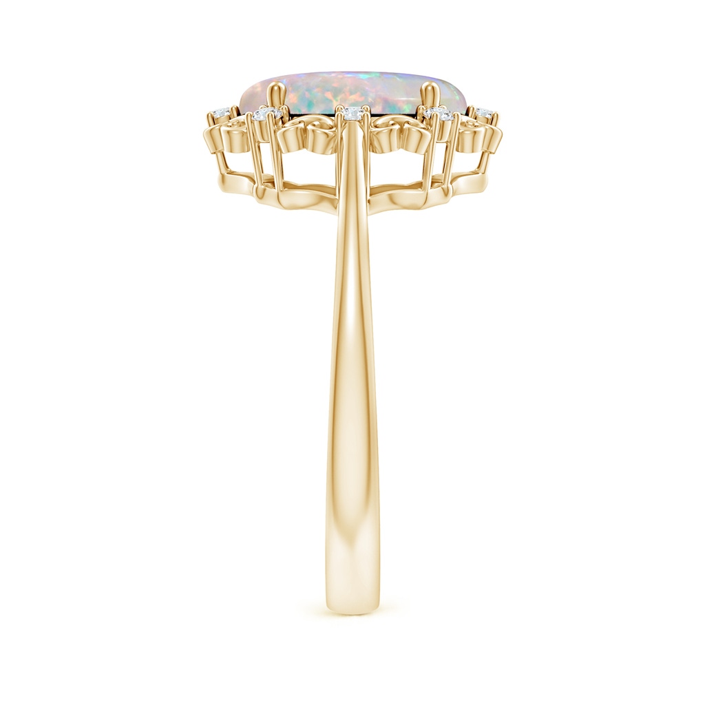 10x8mm AAAA Vintage Style Oval Opal and Diamond Scroll Engagement Ring in Yellow Gold - body_hand