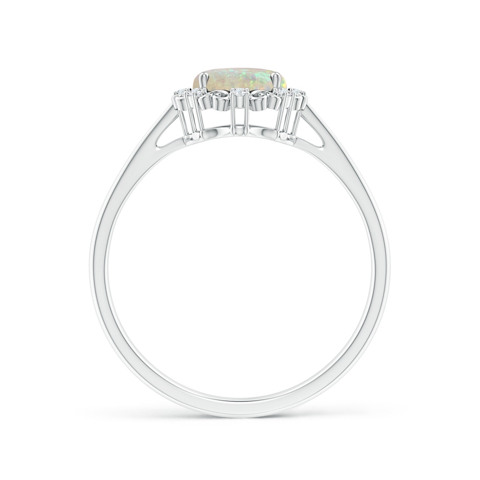 8x6mm AAA Vintage Style Oval Opal and Diamond Scroll Engagement Ring in P950 Platinum side1