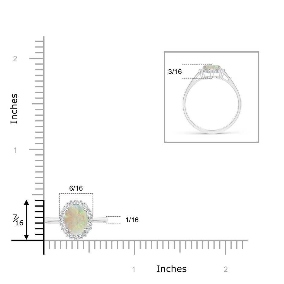 8x6mm AAA Vintage Style Oval Opal and Diamond Scroll Engagement Ring in P950 Platinum product image