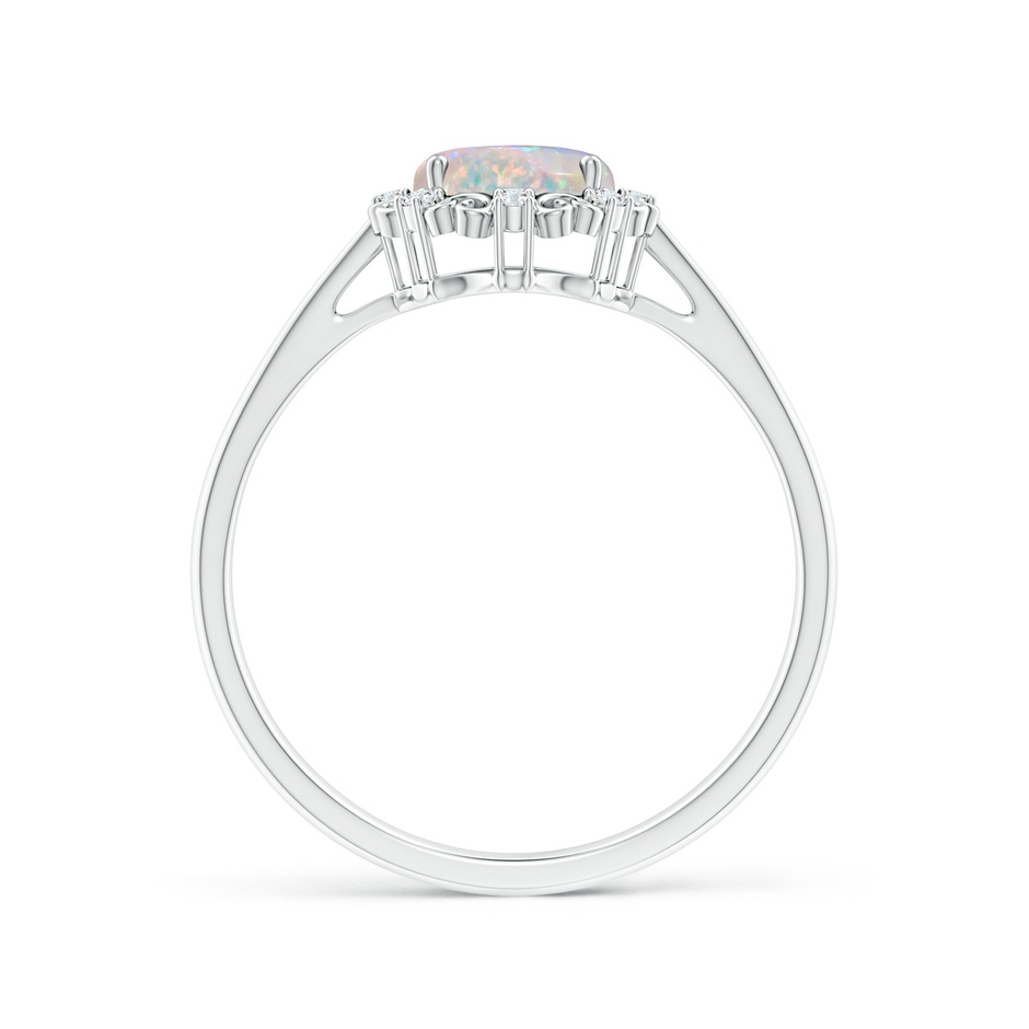 8x6mm AAAA Vintage Style Oval Opal and Diamond Scroll Engagement Ring in S999 Silver side1