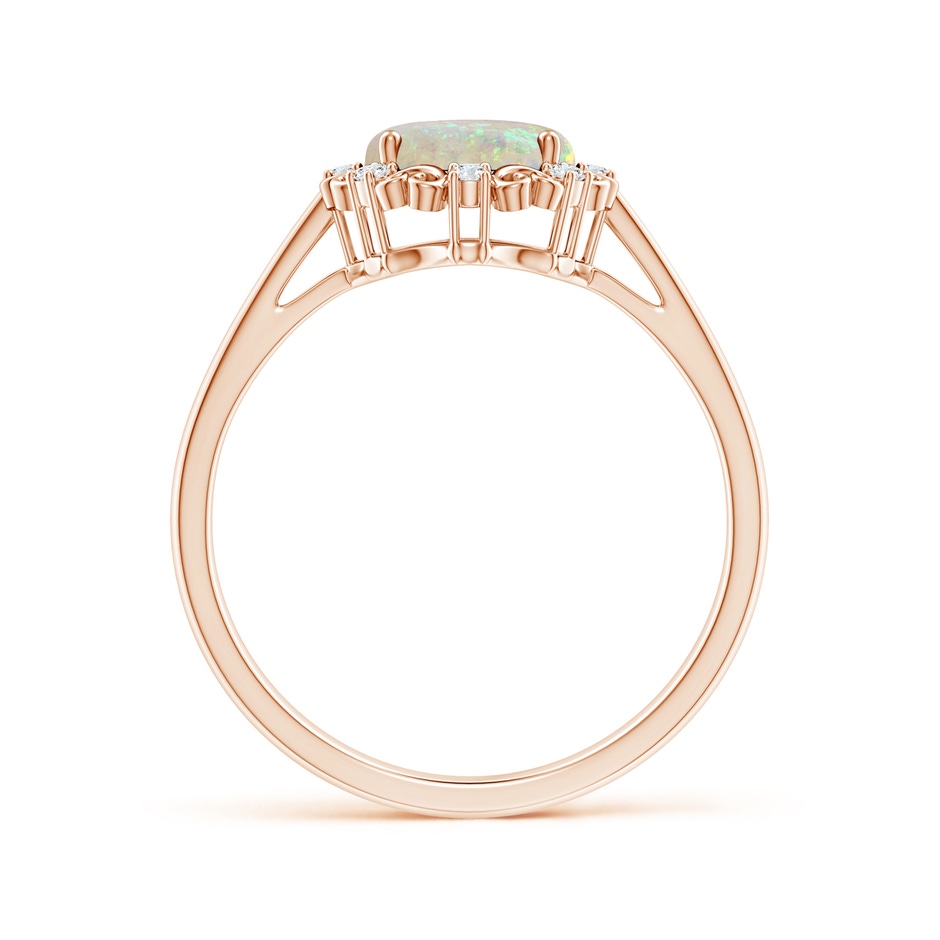 9x7mm AAA Vintage Style Oval Opal and Diamond Scroll Engagement Ring in Rose Gold side1