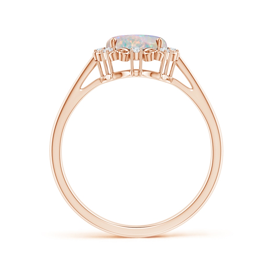 9x7mm AAAA Vintage Style Oval Opal and Diamond Scroll Engagement Ring in Rose Gold side1