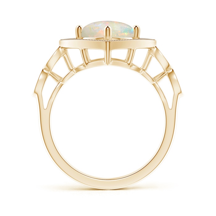 8mm AAAA Vintage Style Opal and Diamond Cushion Halo Ring in Yellow Gold Product Image