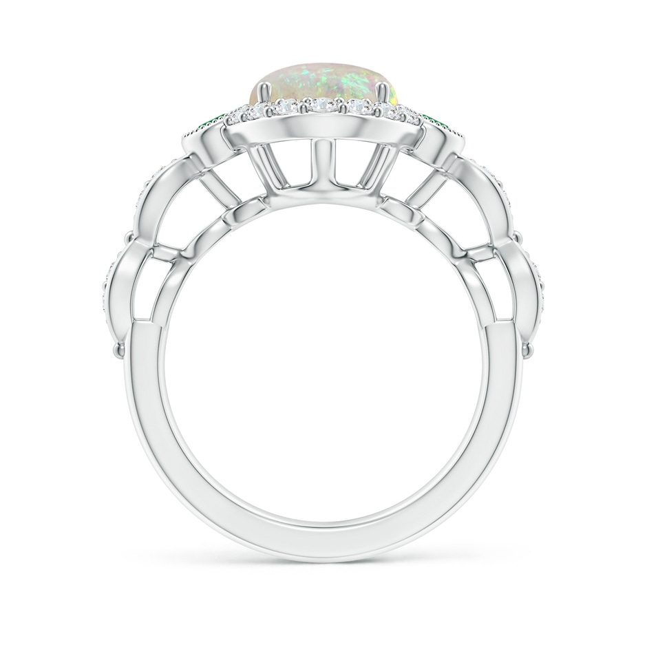 10x8mm AAA Vintage Oval Opal and Diamond Halo Ring with Bezel Emerald in White Gold side-1