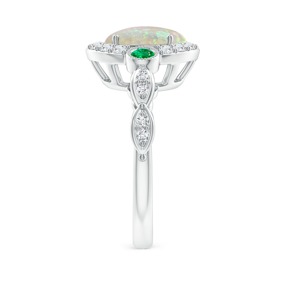 10x8mm AAA Vintage Oval Opal and Diamond Halo Ring with Bezel Emerald in White Gold body-hand