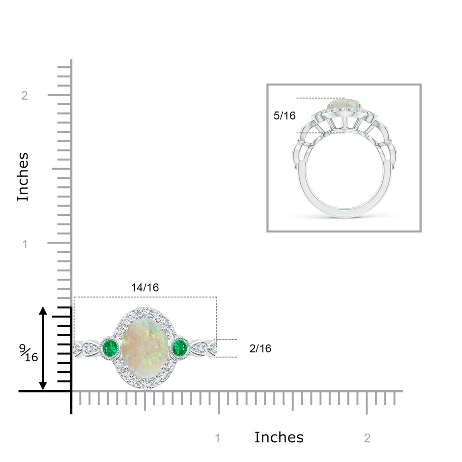 10x8mm AAA Vintage Oval Opal and Diamond Halo Ring with Bezel Emerald in White Gold product image