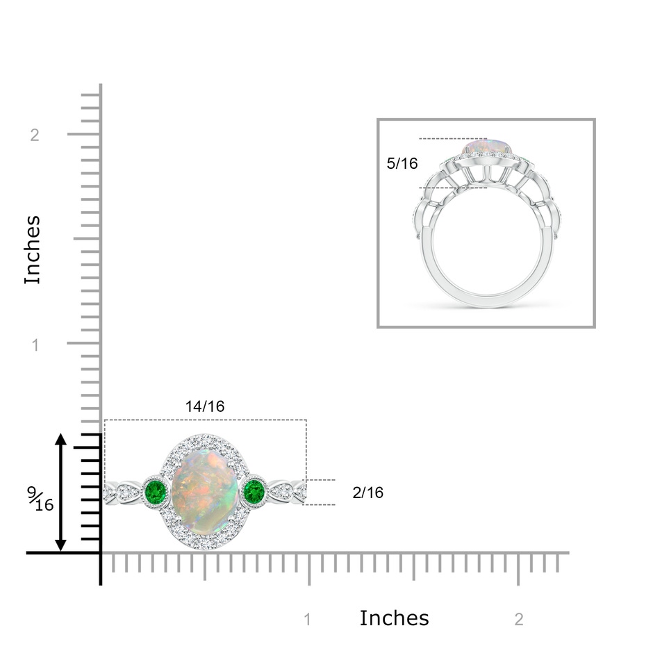 10x8mm AAAA Vintage Oval Opal and Diamond Halo Ring with Bezel Emerald in P950 Platinum product image
