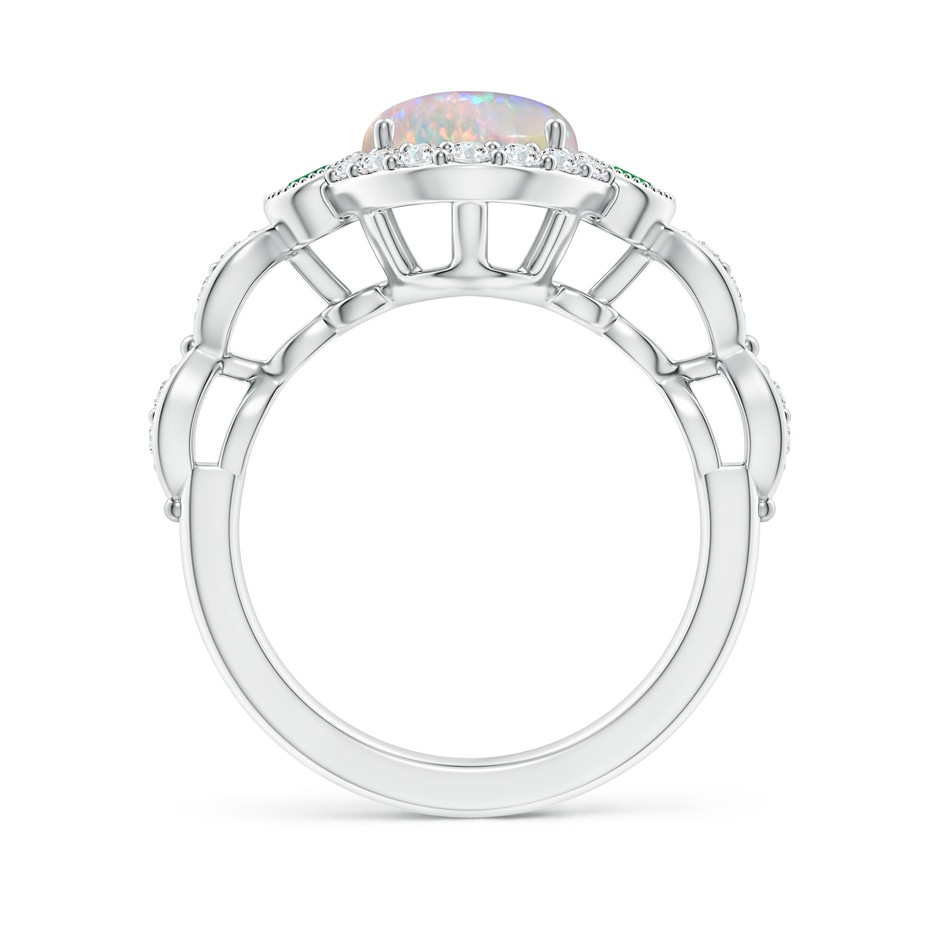 10x8mm AAAA Vintage Oval Opal and Diamond Halo Ring with Bezel Emerald in White Gold side-1