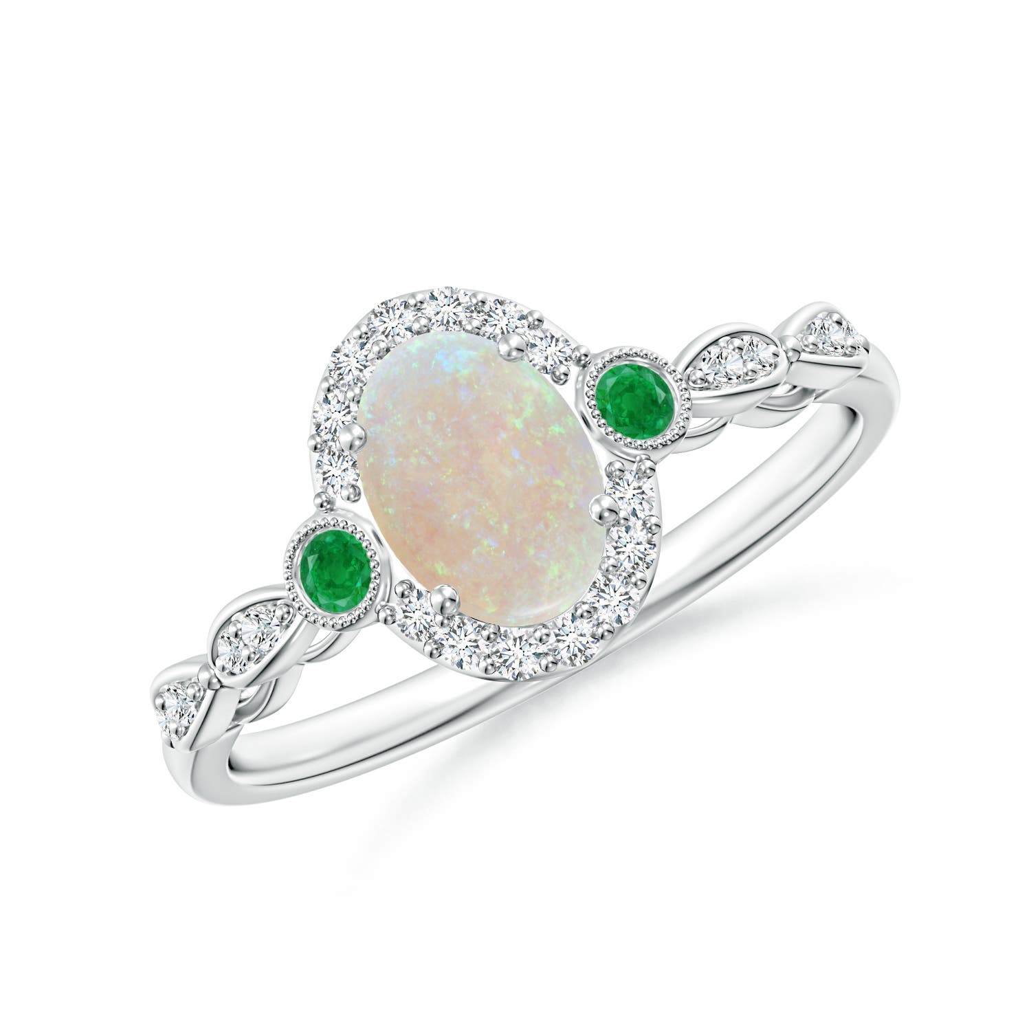 AA - Opal / 0.66 CT / 14 KT White Gold