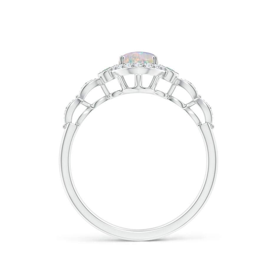 7x5mm AAAA Vintage Oval Opal and Diamond Halo Ring with Bezel Emerald in P950 Platinum side-1