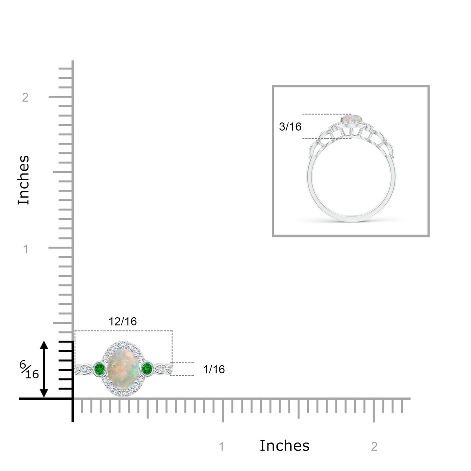 7x5mm AAAA Vintage Oval Opal and Diamond Halo Ring with Bezel Emerald in P950 Platinum product image