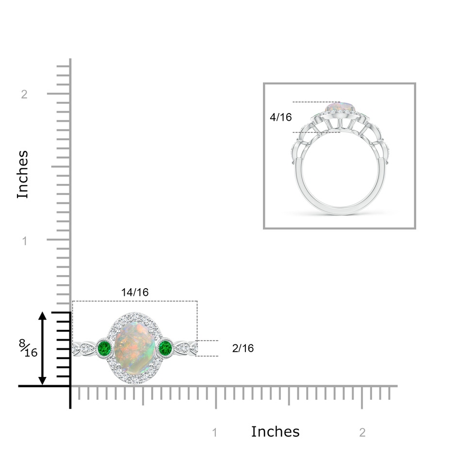 9x7mm AAAA Vintage Oval Opal and Diamond Halo Ring with Bezel Emerald in White Gold product image